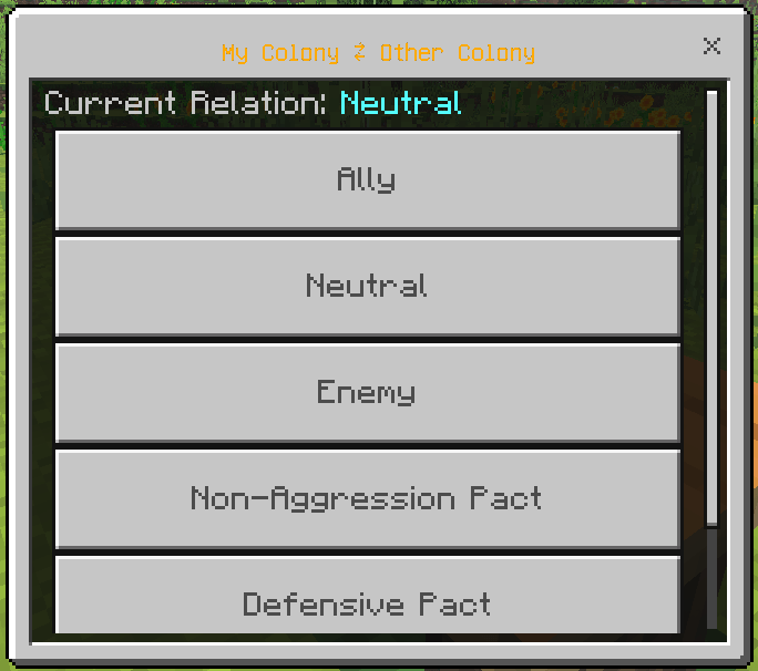 Relations menu with another colony